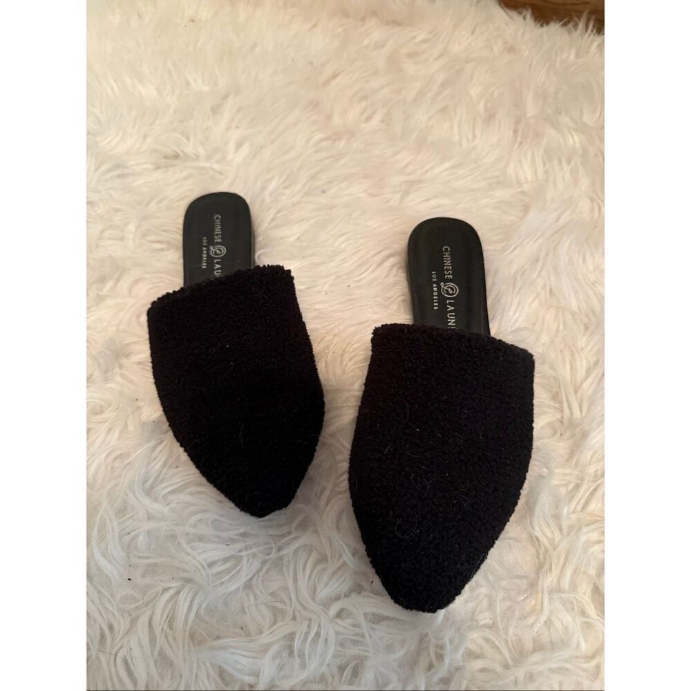 Chinese Laundry pointed boule black mules sz 9 slip on